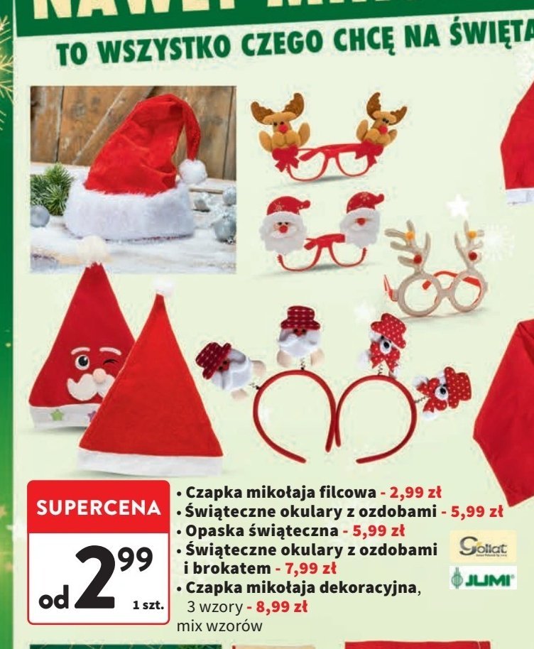 Czapka mikołaja dekoracyjna Goliat promocja