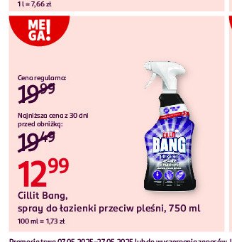 Spray do czyszczenia Cillit bang koniec z pleśnią promocja w Rossmann
