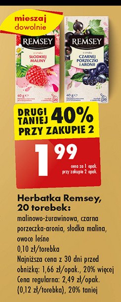 Herbata z maliną i żurawiną Remsey intensitea promocja