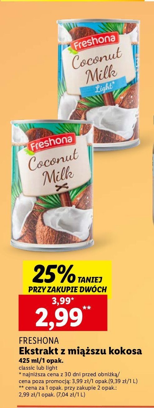Mleczko kokosowe light Freshona promocja