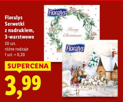 Serwetki z nadrukiem 3-warstwowe Floralys promocja w Lidl