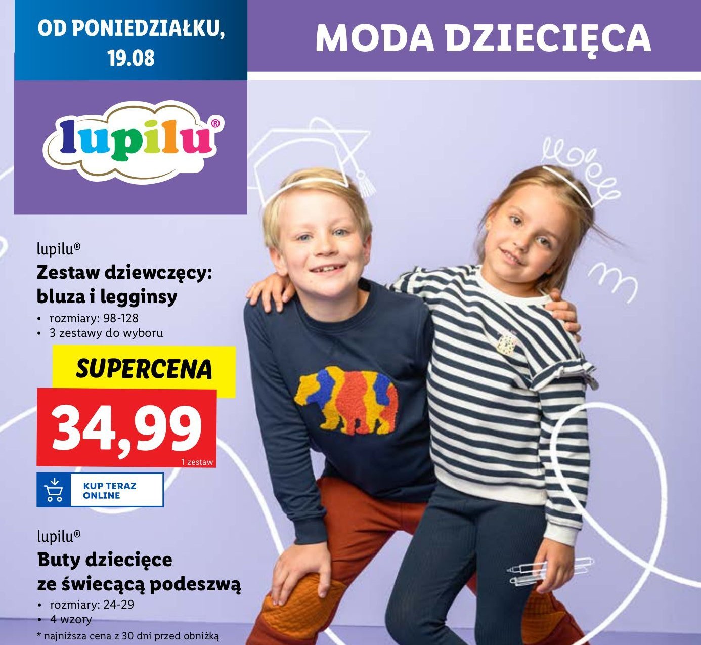 Bluzka i legginsy dziewczęce Lupilu promocja