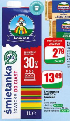 Śmietanka UHT 30% Łowicka promocja w Dino