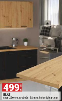 Blat szer. 260 cm, grubość: 38 mm, kolor dąb artisan promocja w Merkury Market