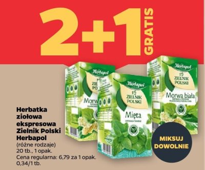 Herbatka ziołowa ekspresowa Zielnik Polski różne rodzaje promocja w Netto
