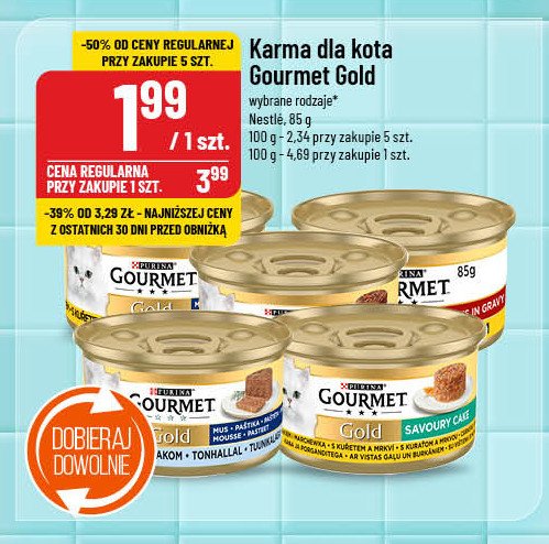 Karma dla kota z kurczakiem i marchewką Purina gourmet gold promocja w POLOmarket