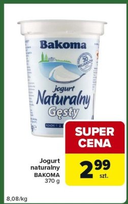 Jogurt naturalny Bakoma 370 g promocja w Carrefour Express