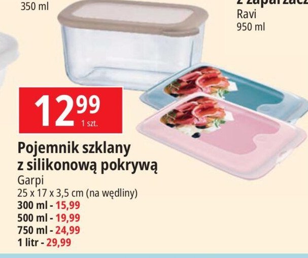 Pojemnik szklany z silikonową pokrywą 300 ml Garpi promocja