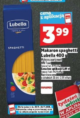 Makaron spaghetti Lubella 400 g promocja w TOPAZ