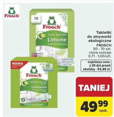 Tabletki do zmywarki ekologiczne FROSCH Limone różne rodzaje 50-70 szt. promocja w Carrefour Market