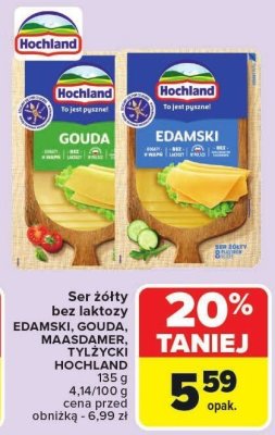Ser żółty bez laktozy EDAMSKI, GOUDA, MAASDAM, TYLŻYCKI HOCHLAND promocja w Carrefour