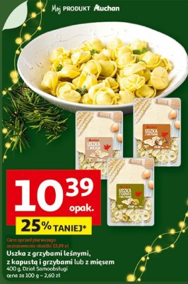 Uszka z grzybami leśnymi z kapustą grzybami lub z mięsem Auchan promocja w Auchan