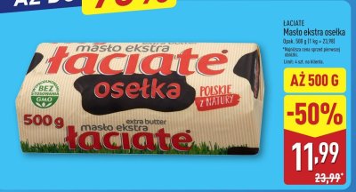 Masło ekstra osełka Łaciate promocja w Aldi