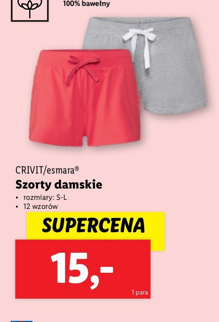 Szorty damskie z bawełną rozm. s-l Crivit promocja