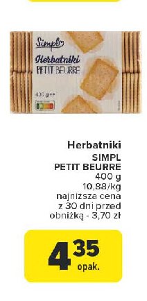 Herbatniki petit beurre Simply promocja w Carrefour