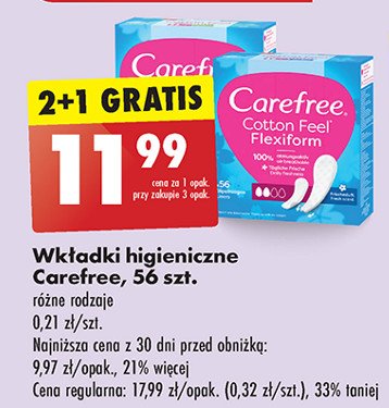 Wkładki cotton flexiform Carefree promocja