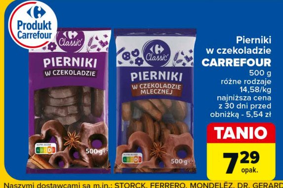 Pierniki w czekoladzie mlecznej Carrefour classic promocja