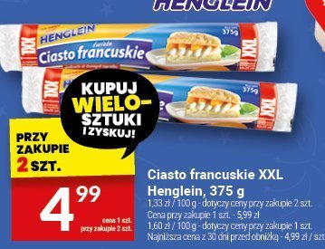 Ciasto francuskie XXL Henglein, 375 g promocja w Twój Market