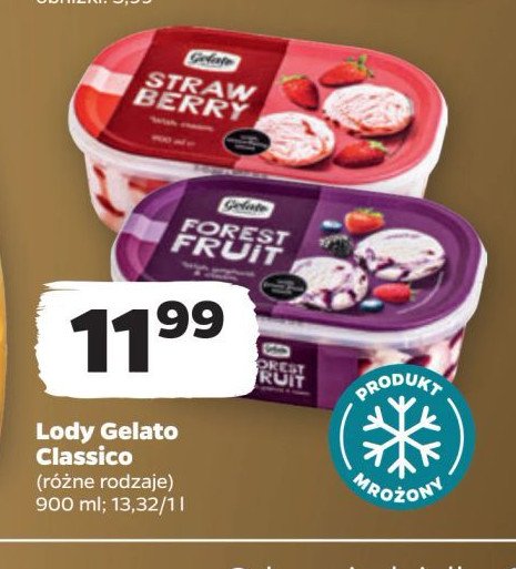 Lody truskawkowe Gelato classico promocja w Netto