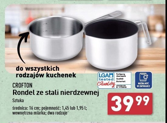 Rondel ze stali nierdzewnej 1.95 l Crofton promocja