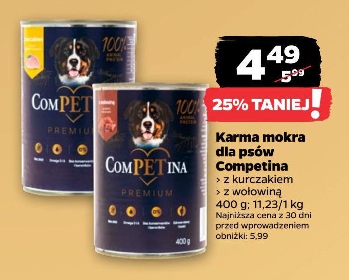 Karma dla psa wołowina Competina promocja