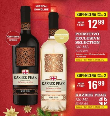 Wino Kazbek Peak Semi Dry białe 750ml promocja w Biedronka