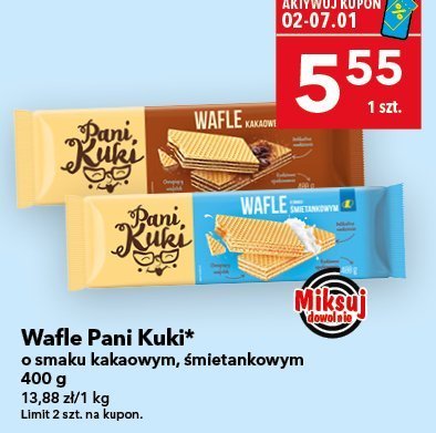 Wafle Pani Kuki o smaku śmietankowym 400 g promocja w LEWIATAN