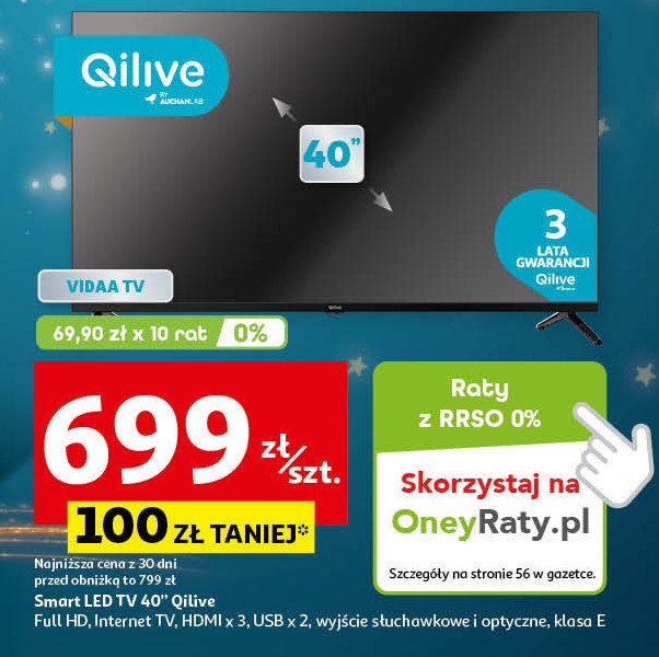 Telewizor led 40" Qilive promocja w Auchan