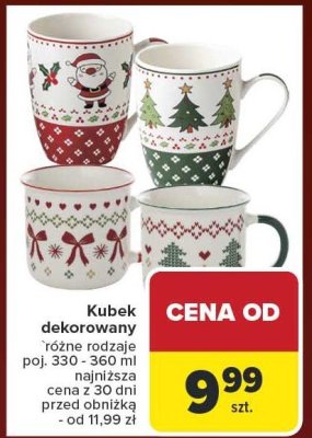 Kubek dekorowany różne rodzaje poj. 330 - 360 ml promocja w Carrefour
