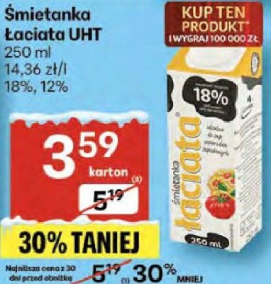 Śmietanka Łaciata UHT promocja w Delikatesy Centrum