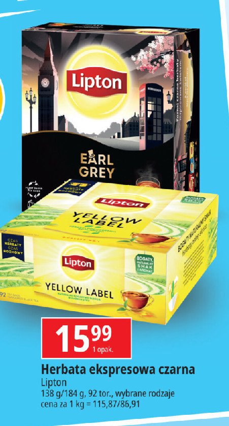 Herbata earl grey Lipton special collection promocja w Leclerc