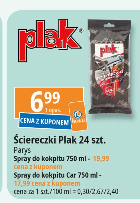 Spray do kokpitów samochodowych Plak promocja