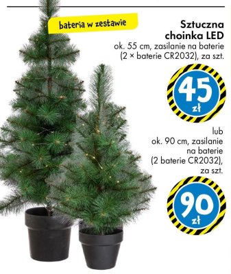 Sztuczna choinka LED ok. 90 cm, zasilanie na baterie (2 baterie CR2032) promocja w Tedi