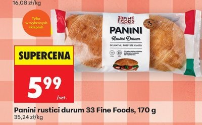 Panini rustici durum 33 Fine Foods, 170 g promocja w Biedronka