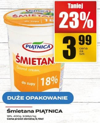 Śmietana PIĄTNICA 18% promocja w Supeco