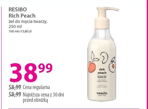 Żel do mycia twarzy rich peach Resibo promocja w Hebe