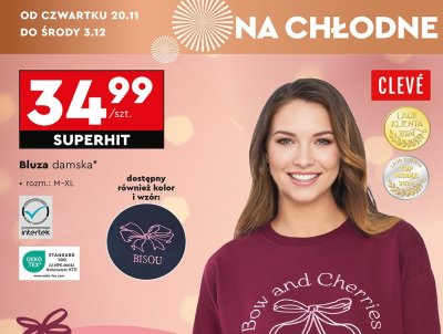 Bluza damska CLEVÉ promocja w Biedronka