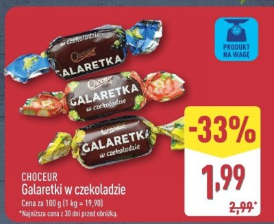 Galaretki w czekoladzie cena za 100g promocja w Aldi
