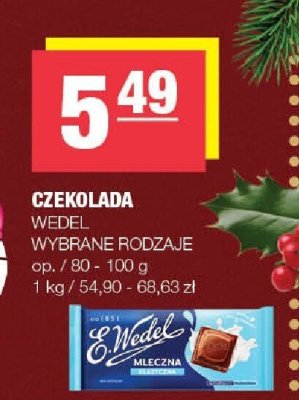 Czekolada Wedel wybrane rodzaje promocja w SPAR