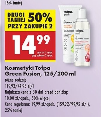 Tonik do twarzy kwas migdałowy + wiśnia Tołpa green power fusion promocja