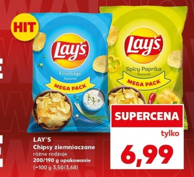 Chipsy Lay's ziemniaczane różne rodzaje 200/190 g opakowanie promocja w Kaufland