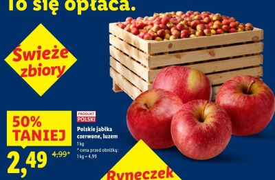 Jabłka polskie czerwone luzem promocja w Lidl