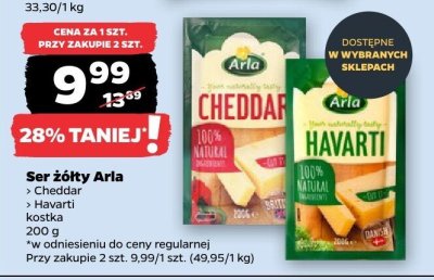 Ser żółty Havarti (różne rodzaje) 200 g promocja w Netto