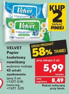 Nawilżany papier toaletowy rumianek Velvet promocja