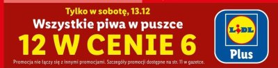 Wszystkie piwa w puszce 12 w cenie 6 promocja w Lidl