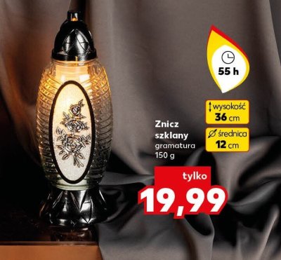 Znicz szklany gramatura 150g Kaufland promocja
