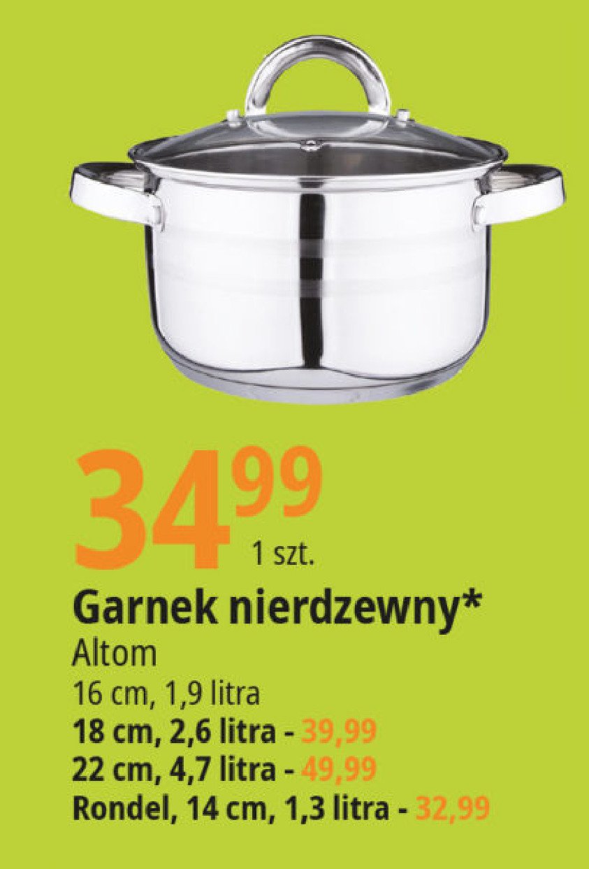 Garnek nierdzewny 22 cm Altom promocja