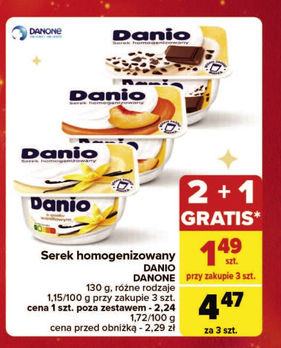 Serek waniliowy Danone danio promocja w Carrefour