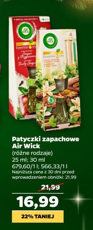 Pachnące patyczki drzewo sandałowe i zmysłowa wanilia Air wick pachnące patyczki promocja w Netto