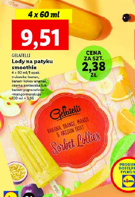 Sorbet lollies truskawka-banan Gelatelli promocja